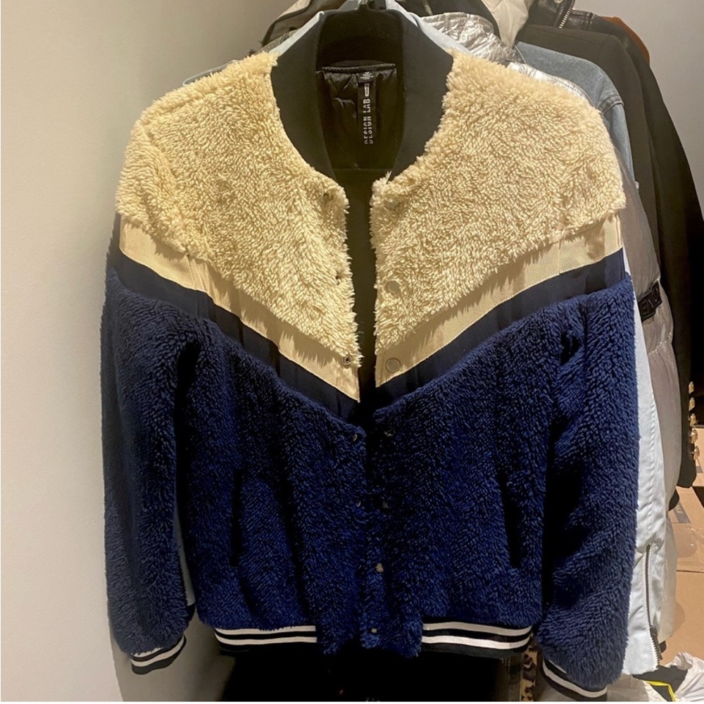 Design Lab Lord & Taylor Blue and Cream Jacket